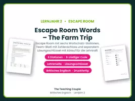 Vorschau - Stationenlernen - Escape Room Wortschatz Englisch Klasse 6 - Deckblatt