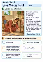 Vorschau - Arbeitsblätter - Jesus erzählt von der verlorenen Münze | Religion Klasse 3 Arbeitsblätter | Evangelische Religionslehre | 10 Arbeitsblätter als PDF - Seite 2