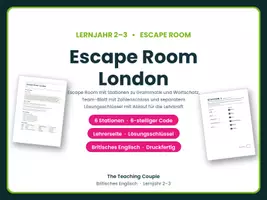 Vorschau - Stationenlernen - Escape Room London Englisch Klasse 6/7 - Deckblatt
