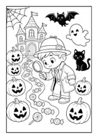 Aperçu - Apprentissages en autonomie - Halloween – 24 coloriages avec Loupi le détective - Page 1