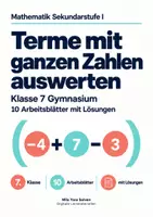 Vorschau - Arbeitsblätter - Terme mit ganzen Zahlen auswerten - Deckblatt