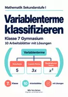 Vorschau - Arbeitsblätter - Variablenterme klassifizieren - Deckblatt