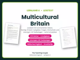 Vorschau - Arbeitsblätter - Multicultural Britain – Lesetext Englisch - Deckblatt