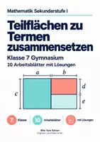 Vorschau - Arbeitsblätter - Teilflächen zu Termen zusammensetzen - Deckblatt