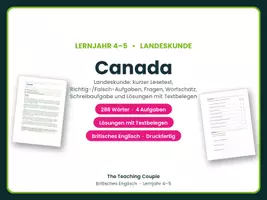Vorschau - Arbeitsblätter - Canada – Landeskunde Englisch Klasse 8/9 - Deckblatt