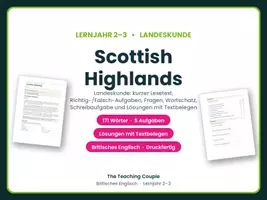 Vorschau - Arbeitsblätter - Scottish Highlands – Landeskunde Englisch - Deckblatt