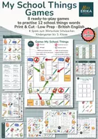 Vorschau - Spiele - MaterialpaketMy School Things – Komplettpaket: Flashcards, Poster & 8 Spiele | Schulsachen Englisch | Zyklus 1 & 2 - Seite 1