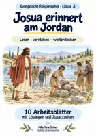Vorschau - Arbeitsblätter - Josua erinnert am Jordan | Religion Klasse 3 Arbeitsblätter | Evangelische Religionslehre | 10 Arbeitsblätter als PDF - Deckblatt