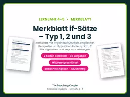 Vorschau - Arbeitsblätter - Merkblatt if-Sätze Englisch Typ 1, 2, 3 - Deckblatt