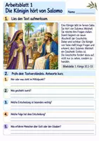 Vorschau - Arbeitsblätter - Die Königin von Saba besucht Salomo | Religion Klasse 3 Arbeitsblätter | Evangelische Religionslehre | 10 Arbeitsblätter als PDF - Seite 1