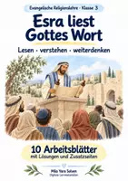 Vorschau - Arbeitsblätter - Esra liest Gottes Wort | Religion Klasse 3 Arbeitsblätter | Evangelische Religionslehre | 10 Arbeitsblätter als PDF - Deckblatt