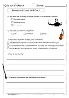Vorschau - Arbeitsblätter - Quiz zur Orchester-Reportage (mit Lösung) - Deckblatt