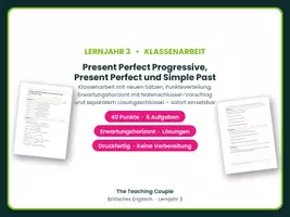Vorschau - Test - Klassenarbeit Present Perfect Progressive - Deckblatt