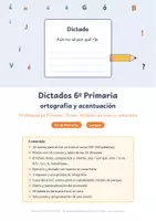 Vista previa - Hojas de trabajo - Dictados 6º Primaria: 24 textos de ortografía y acentuación - Portada