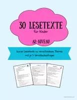 Vorschau - Arbeitsblätter - 30 Lesetexte für Kinder - A2 Niveau, DaF/DaZ - Deckblatt