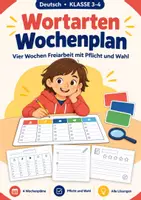 Vorschau - Arbeitsblätter - Wortarten Wochenplan, Klasse 3-4, 4 Pläne - Deckblatt