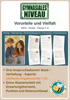 Vorschau - Unterrichtsreihen - Vorurteile und Vielfalt: Stereotyp, Diskriminierung, Gleichbehandlungsgesetz – Ethik/Politik Klasse 7/8 - gymnasiales Niveau | Gymnasium, E-Kurs - Deckblatt
