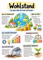 Vorschau - Arbeitsblätter - Lernplakat + Arbeitsblätter zum Thema "Wohlstand" + Lösung & MP3 + Infografik - Deckblatt
