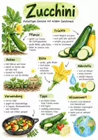 Vorschau - Arbeitsblätter - Lernplakat + Arbeitsblätter zum Thema "Zucchini" + Lösung & MP3 + Infografik - Deckblatt