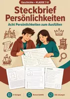 Vorschau - Arbeitsblätter - Steckbrief Persönlichkeiten, Klasse 7-8 - Deckblatt