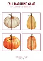 anteprima - Esercizi - Gioco di Abbinamento Autunno: Zucche e Foglie | Fall Matching Cards - pumpkins & leaves - Pagina 1