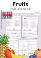 Aperçu - Feuilles d'exercices - fruits: read and colour (Anglais) feuilles d'exercices - Page de couverture