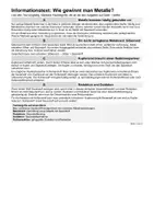 Vorschau - Arbeitsblätter - Arbeitsblatt: Metallgewinnung + Infotext - Seite 1