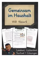 Vorschau - Arbeitsblätter - Gemeinsam im Haushalt – Lesetext, Lückentext, Suchsel | WiB Klasse 6 - Deckblatt