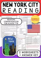Vorschau - Arbeitsblätter - New York City – Leseverstehen Englisch (Klasse 7–8) | Reading Comprehension mit Lösungen - Deckblatt