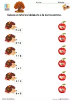 Aperçu - Feuilles d'exercices - Additions dans l'intervalle jusqu'à 10 – Hérissons & Pommes - Page de couverture