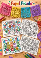 Vorschau - Mal- und Bastelvorlagen - Papel Picado – Bastelvorlagen zum Día de los Muertos - Deckblatt