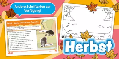 Vorschau - Arbeitsblätter - Herbst - Lesen, Zeichnen und Ausmalen - Deckblatt