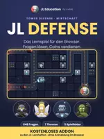Vorschau - Spiele - JL Defense – kostenloses Addon zu den interaktiven Lernheften (Tower-Defense-Lernspiel) - Deckblatt