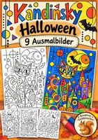 Vorschau - Mal- und Bastelvorlagen - Ausmalbilder Halloween Kandinsky Kunst Klasse 1-4 Vertretungsstunde - Deckblatt