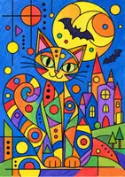 Vorschau - Mal- und Bastelvorlagen - Ausmalbilder Halloween Kandinsky Kunst Klasse 1-4 Vertretungsstunde - Seite 1