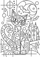 Vorschau - Mal- und Bastelvorlagen - Ausmalbilder Halloween Kandinsky Kunst Klasse 1-4 Vertretungsstunde - Seite 2