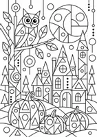 Vorschau - Mal- und Bastelvorlagen - Ausmalbilder Halloween Kandinsky Kunst Klasse 1-4 Vertretungsstunde - Seite 3