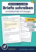 Vorschau - Arbeitsblätter - Lernzielkontrolle Briefe schreiben Klasse 3 Deutsch - Seite 1