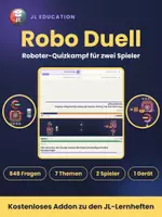 Vorschau - Spiele - JL Robo Duell, das Roboter-Quizspiel für zwei Spieler (kostenloses Addon zu den interaktiven Lernheften) - Deckblatt