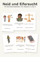 Vorschau - Aufgabenkarten - Neid und Eifersucht: 24 Situationskarten für Klasse 3 und 4 - Deckblatt