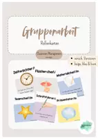Vorschau - Aufgabenkarten - Rollenkarten Gruppenarbeit | Aufgabenkarten | beige, blau & bunt | mit oder ohne Text - Deckblatt