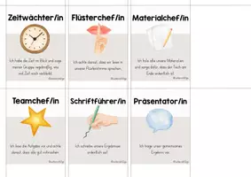 Vorschau - Aufgabenkarten - Rollenkarten Gruppenarbeit | Aufgabenkarten | beige, blau & bunt | mit oder ohne Text - Seite 1