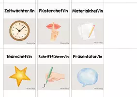 Vorschau - Aufgabenkarten - Rollenkarten Gruppenarbeit | Aufgabenkarten | beige, blau & bunt | mit oder ohne Text - Seite 2
