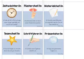 Vorschau - Aufgabenkarten - Rollenkarten Gruppenarbeit | Aufgabenkarten | beige, blau & bunt | mit oder ohne Text - Seite 3