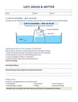 Vorschau - Arbeitsblätter - Arbeitsblatt Luft Auflagedruck Druck Vakuum Magdeburgen Halbkugeln Wetter Experiment mit Lösungen - Deckblatt