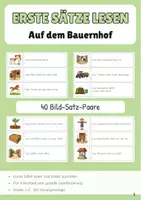 Vorschau - Stationenlernen - Auf dem Bauernhof Erste Sätze lesen Satz Bild Zuordnung - Deckblatt