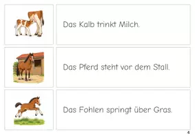 Vorschau - Stationenlernen - Auf dem Bauernhof Erste Sätze lesen Satz Bild Zuordnung - Seite 3