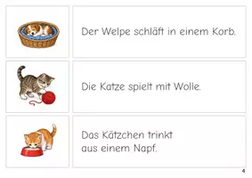 Vorschau - Stationenlernen - Unsere Haustiere Erste Sätze lesen Satz Bild Zuordnung - Seite 3