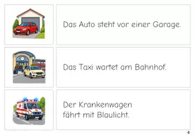 Vorschau - Stationenlernen - Unterwegs im Verkehr Erste Sätze lesen Satz Bild Zuordnung - Seite 3