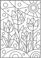 Vorschau - Mal- und Bastelvorlagen - Ausmalbilder Kandinsky Frühling Frühblüher Kunst Vertretungsunterricht Klasse 1-4 - Seite 3